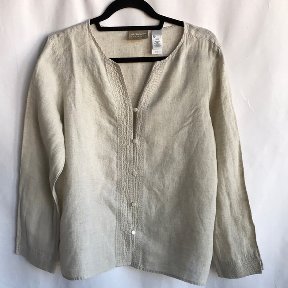 Liz Claiborne Tops - Liz Claiborne oatmeal linen tunic, size L